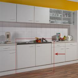 Küchen-Spülenschrank in Weiß mit 2 Drehtüren und Nirosta-Spüle (rechts oder links)